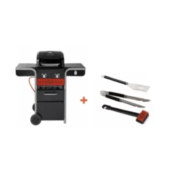 Pack + Barbecue Hybride Gaz & Charbon Gas2Coal 2.0 2 Brûleurs + Set D'ustensiles